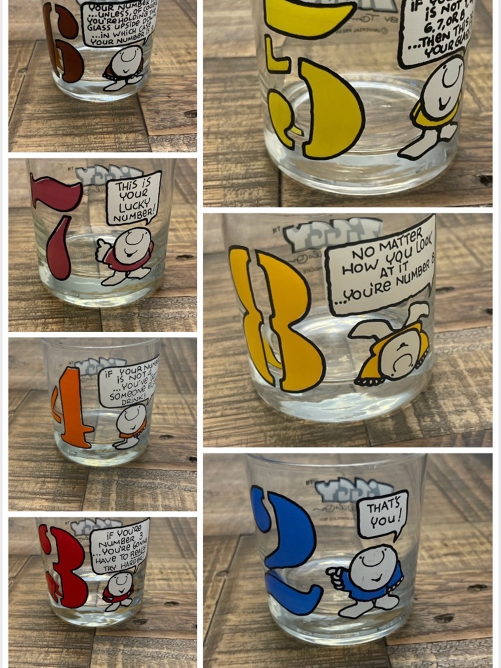 vintage 1977 Tom Wilson Ziggy lowball whiskey glasses-collection glasses 2-8